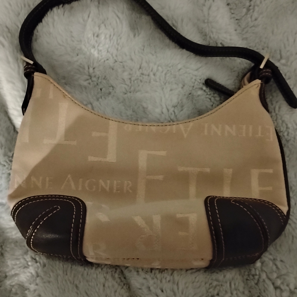 Etienne Aigner Beige and Dark Brown Mini Bag